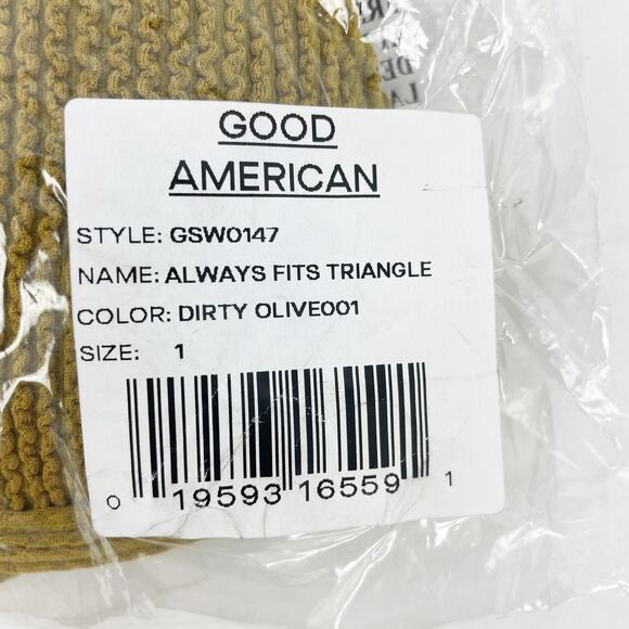 Good American Always Fits Triangle Bikini Top Size 1 Small Green Dirty Olive NWT - Picture 9 of 10